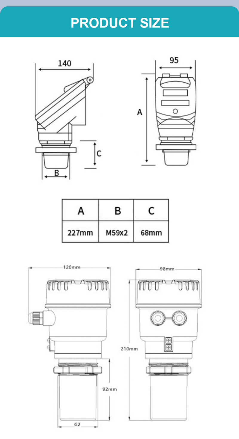 LHMB H8 Ultrasonic Level Meter for Water Level Meter Price LHMB H8 Ultrasonic Level Meter for Water Level Meter Price